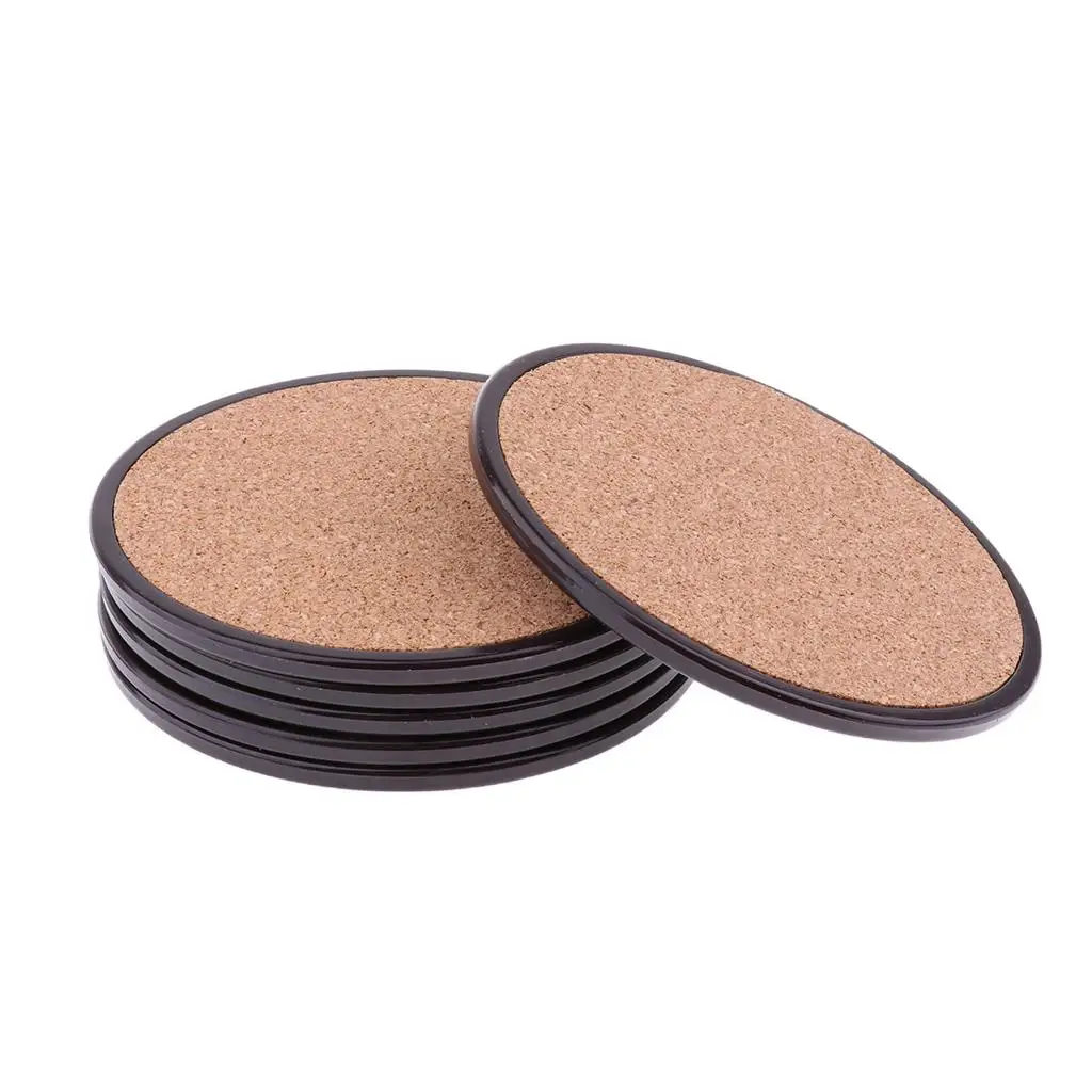 6 Pieces Set Round Wooden Coasters Non- Mats Pad Drinks Table Glasses