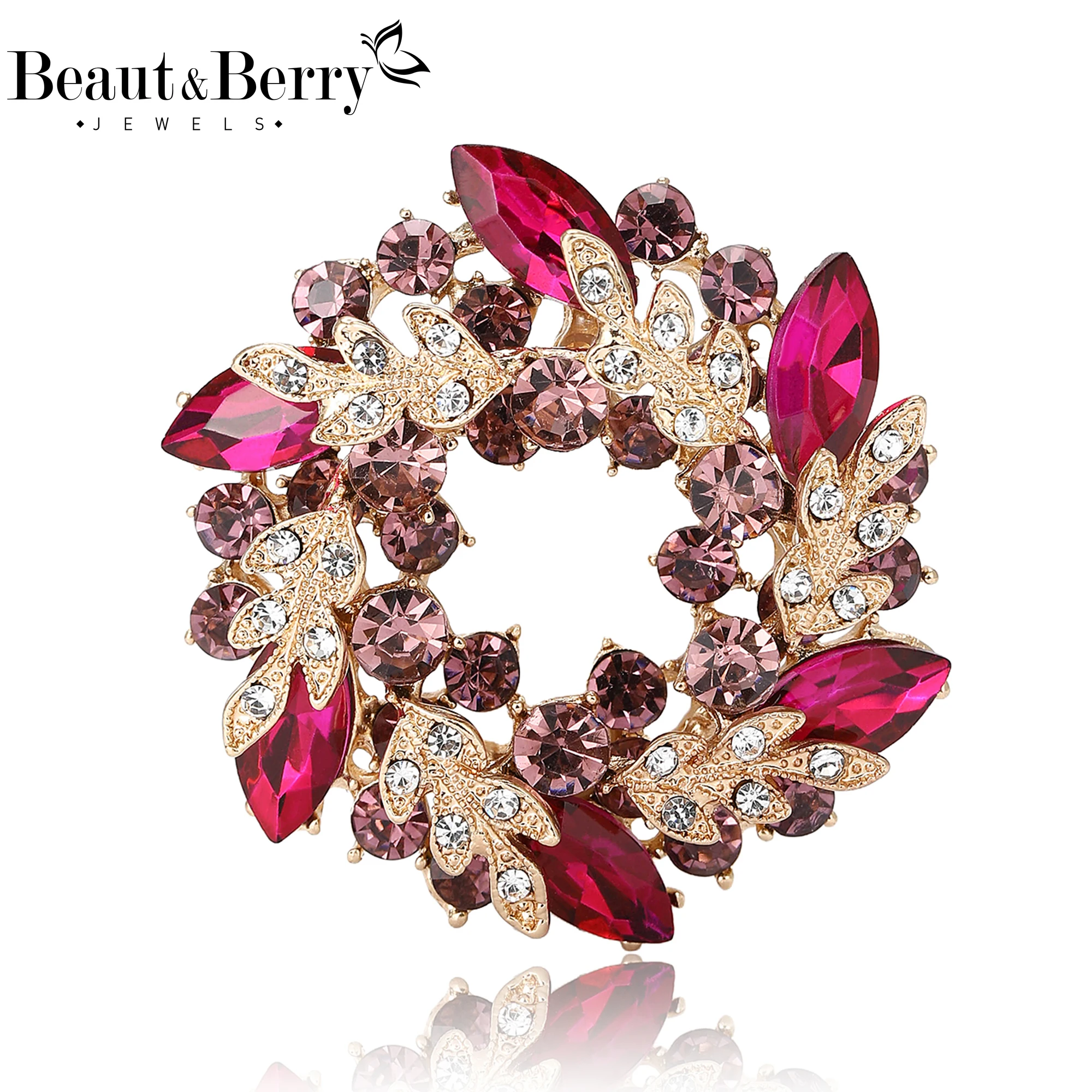Beaut&Berry Exquisitos broches de corona de diamantes de imitación para mujer, broches unisex con forma de planta, accesorios de joyería para fiesta informal, regalos, decoración
