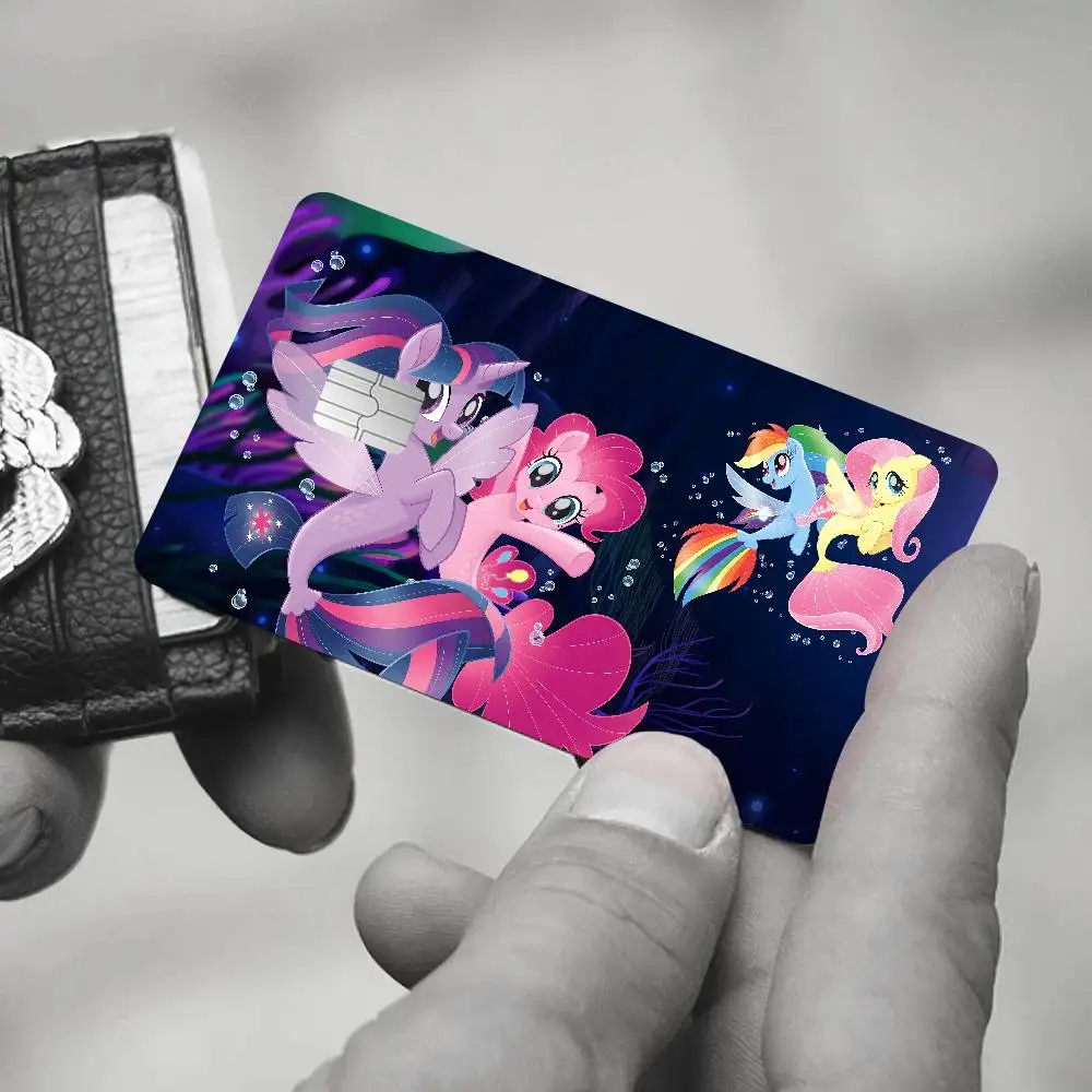 My L-Little P-Pony Cartoon Cartoon Credit Card Skin Stickers For Bank Card Bus Metro Card Sticker Waterproof Women Gift