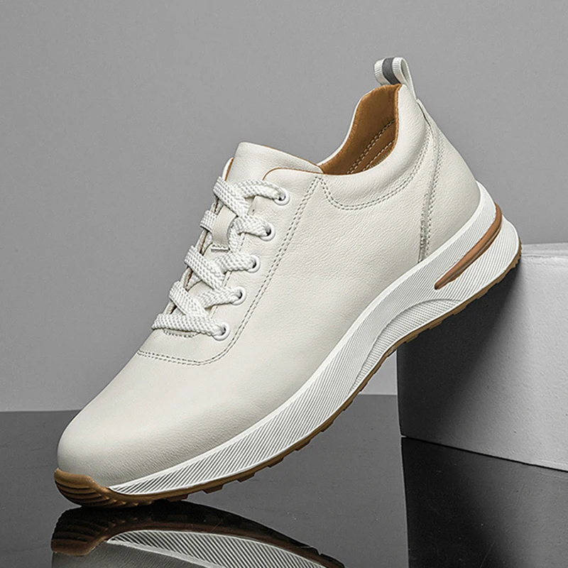 Men's Shoes Outdoor Leather Shoes Autumn Genuine Leather Hollow Breathable Cowhide Running Shoes Hiking Off-road Casual Shoes
