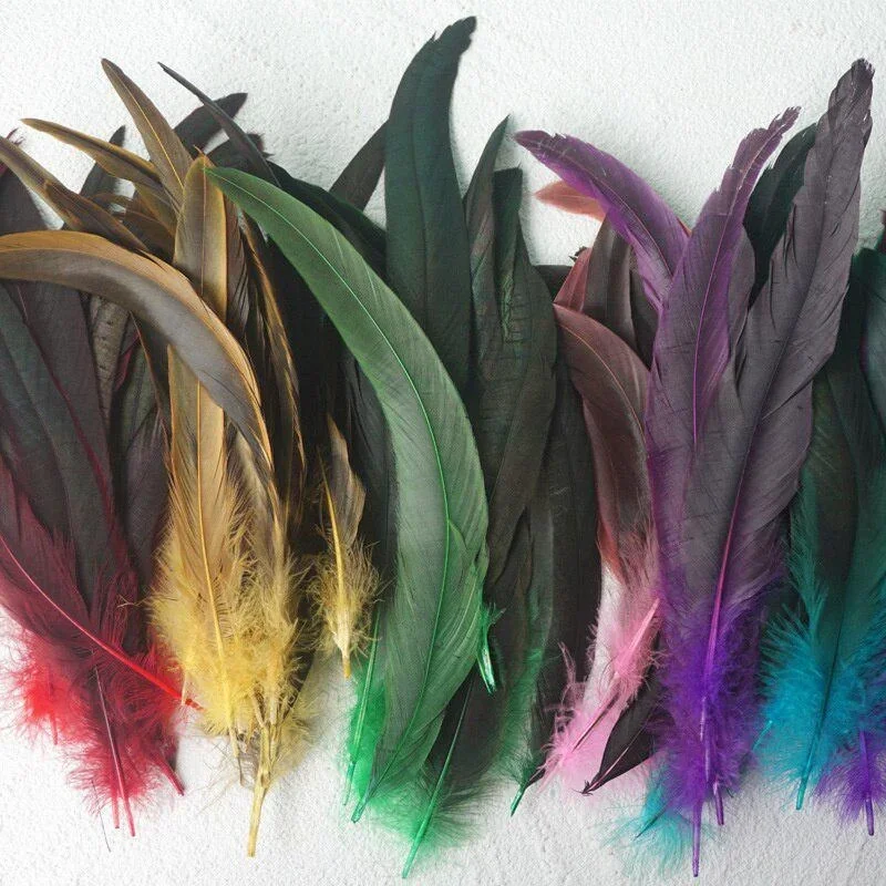 50Pcs/Lot 20-25cm Color Rooster Tail Stage Performance Mask Headdress Diy Decorative Materials Tease Cat Stick Cat Toys Feather