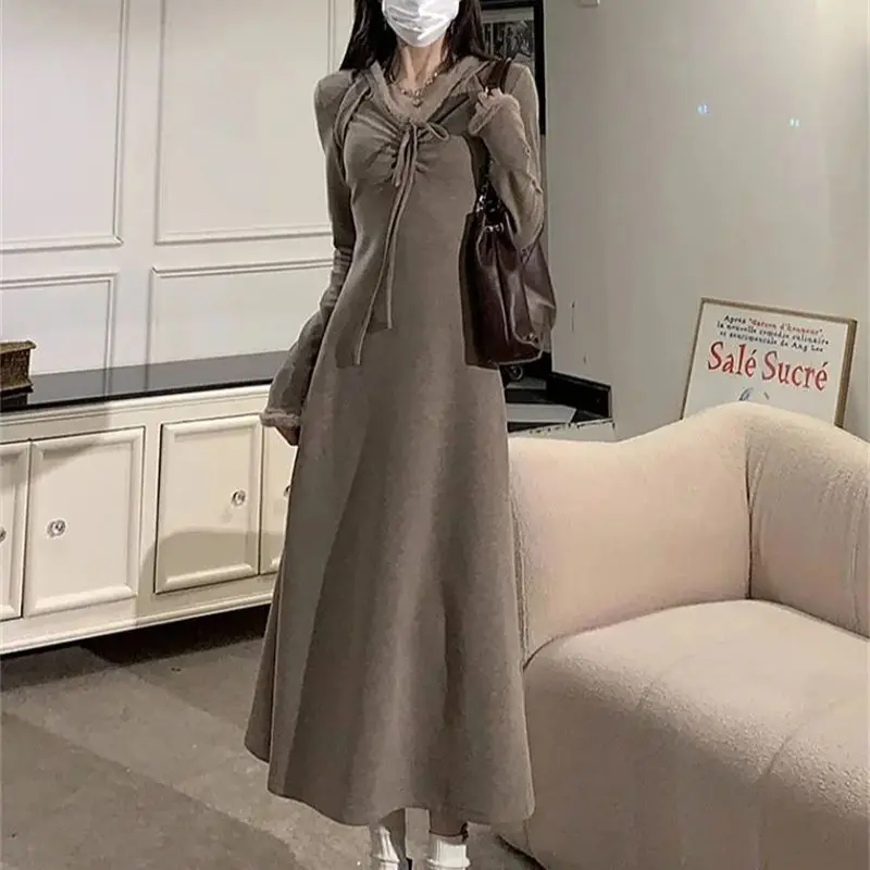 Paired With a Coat and Paired With a Base Dress Children's Spring Autumn 2024 New Style Loose Small High-end Elegant Long Skirt