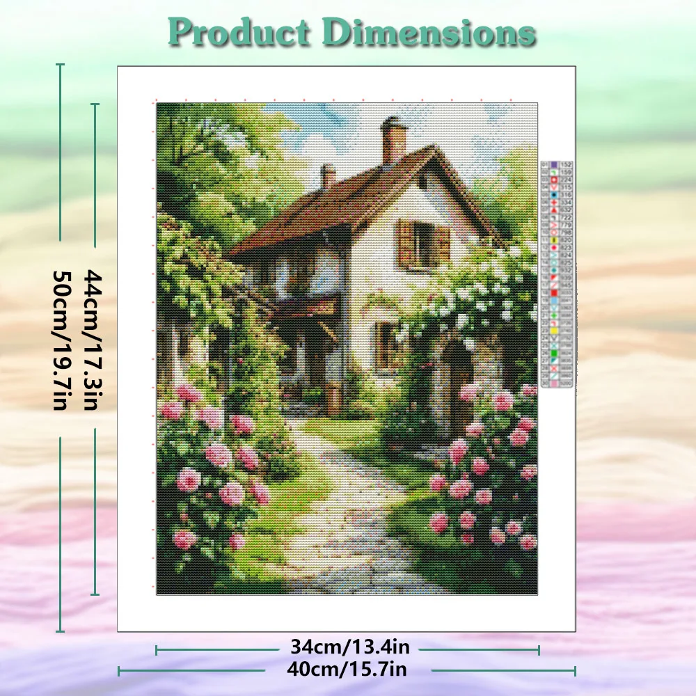 New Arrival Cross Stitch Fabric Landscape Flower 11ct DIY Country Country Roses Printed Embroidery Kit Unique Art Gift
