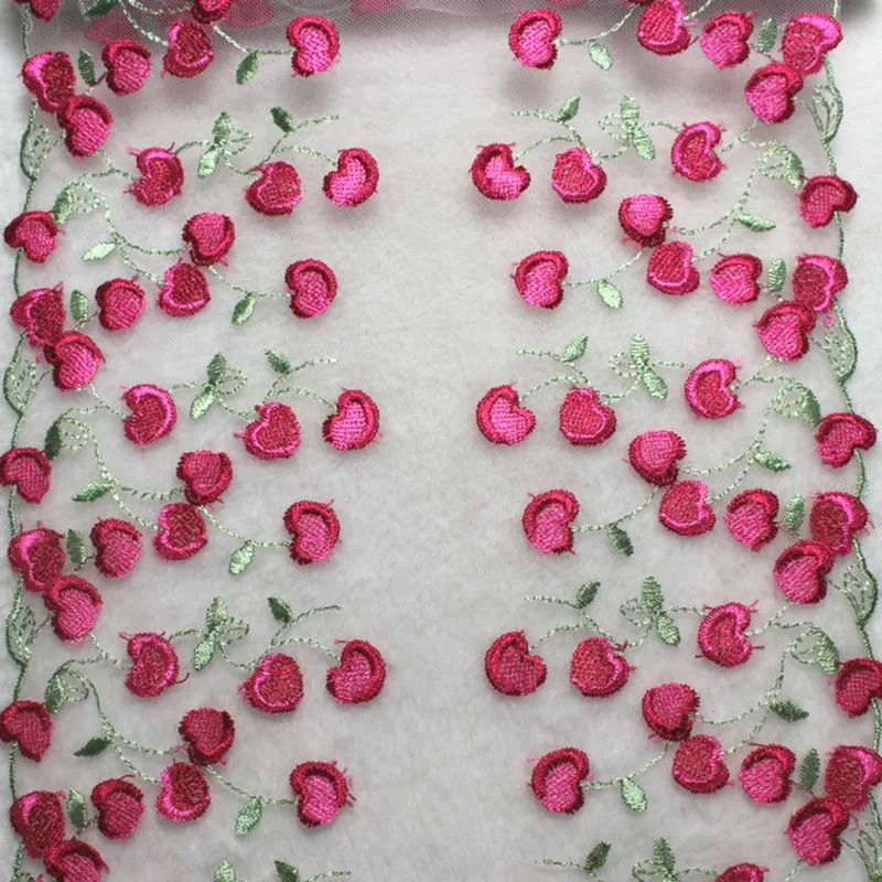 12Yards Embroidery Lace Trim DIY Lingerie Sewing Lace Fabrics Cherry Lace for Bra Accessories Needle Work