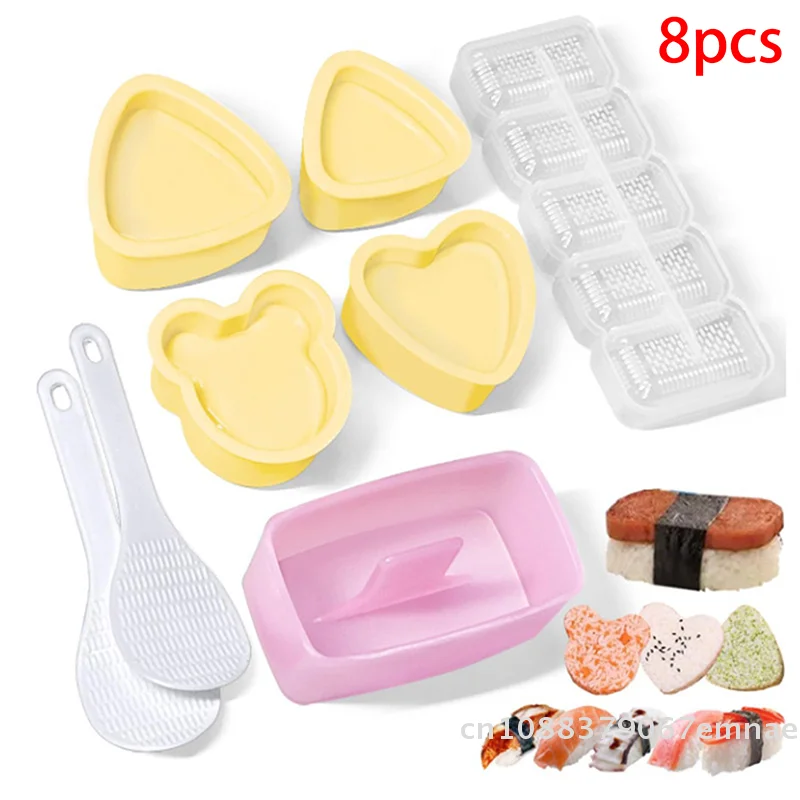 [ZYAS] Molde para Onigiri, Utensilios de Cocina para el Hogar, Kit de 8 Piezas, Prensa para Sushi, Accesorios Prácticos para Bento, Bolas de Arroz