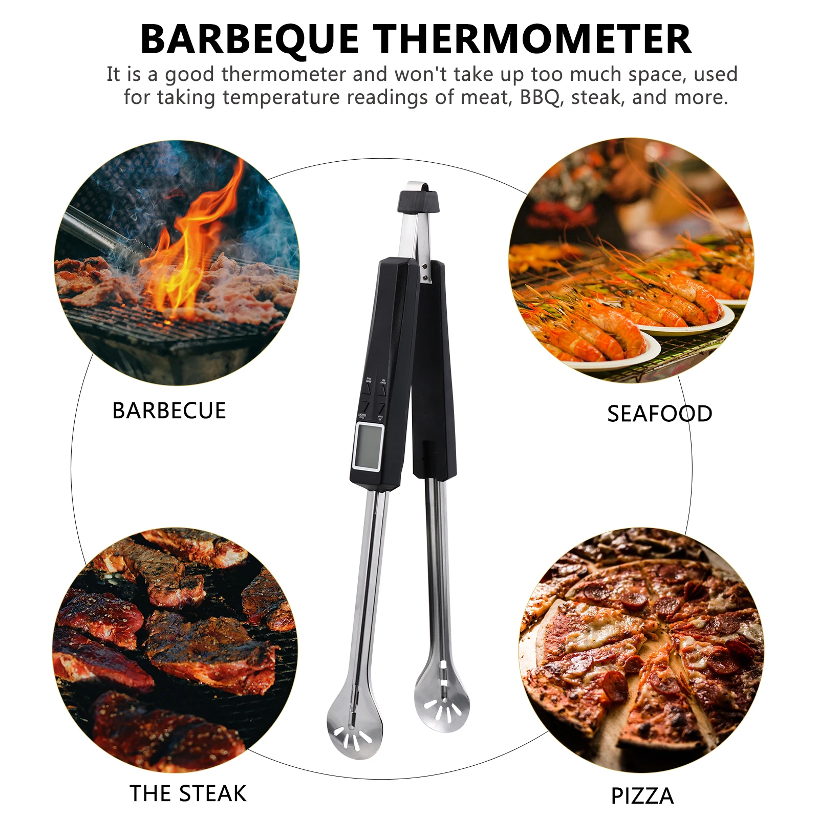 

Precision Abs Digital Kitchen Thermometer With Tongs Durable Long Time Use For Meat Bbq And Other Foods Temperature Monitoring