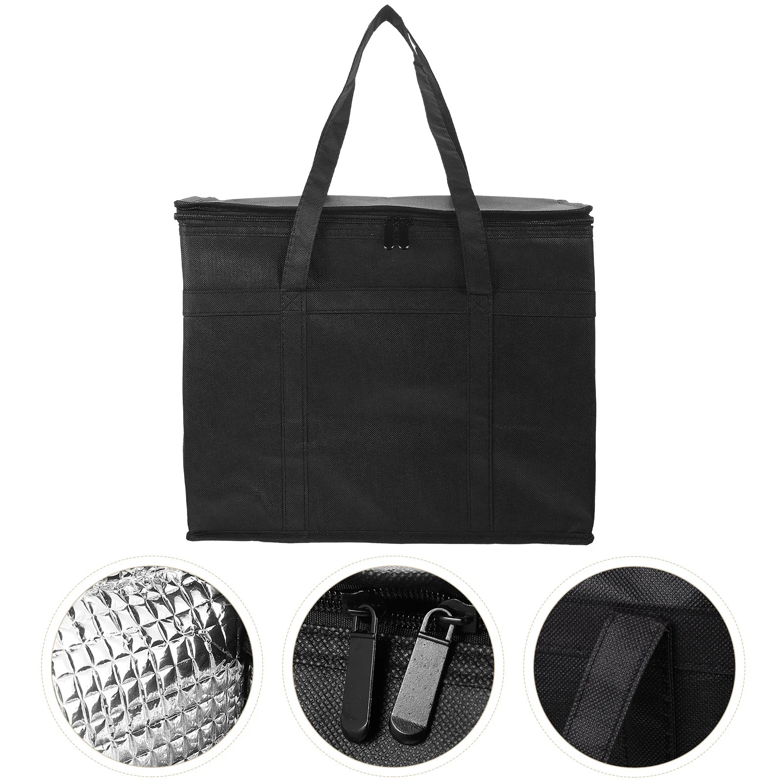 

Black Thermal Bag Portable Thermal Insulation Bag Large Capacity Outdoor Storage Picnic Camping Food Transport