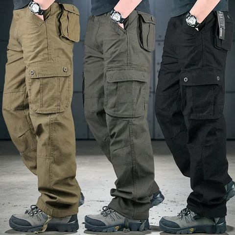 2025 Tactical Cargo Pants Men Cotton Overalls Outdoor Work Trousers Big Size Hombre Clothing Camo Hiking Pants Multiple pockets