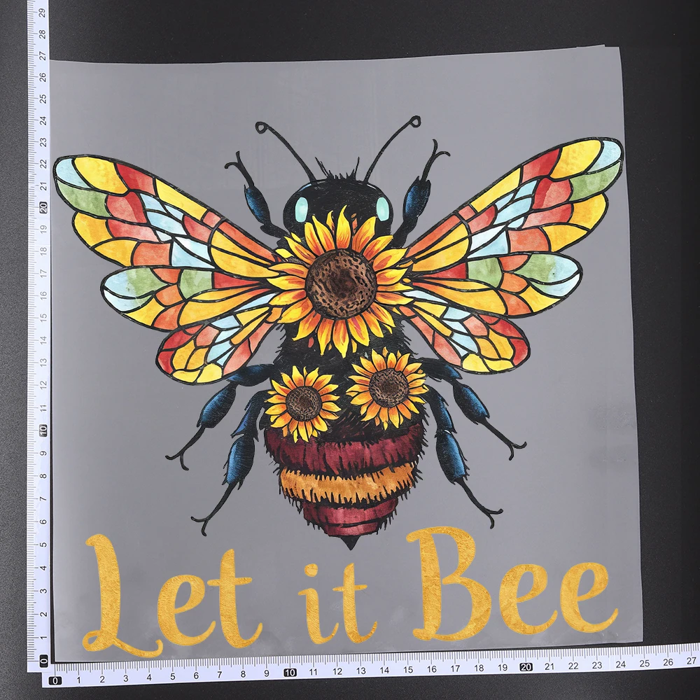 25CM Cartoon Flower Bee Sweet Bees Transfer Patches For Clothes Stickers DIY A-Level Washable Shirt Iron-on Thermal Stickers