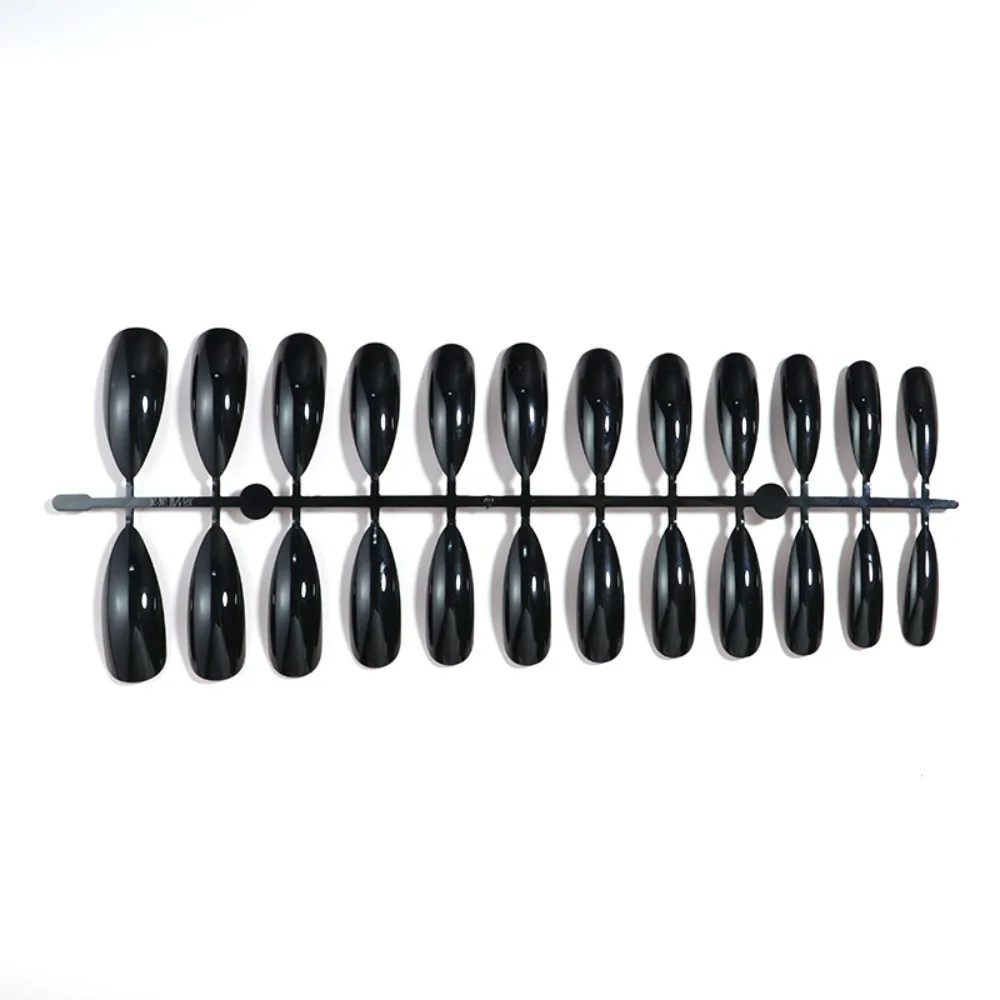 Cool Girl Black Long Stiletto Press On Nails 24 Pcs Matte Pure Color  Full Set False Nails Kit for Women Party Daily Wear