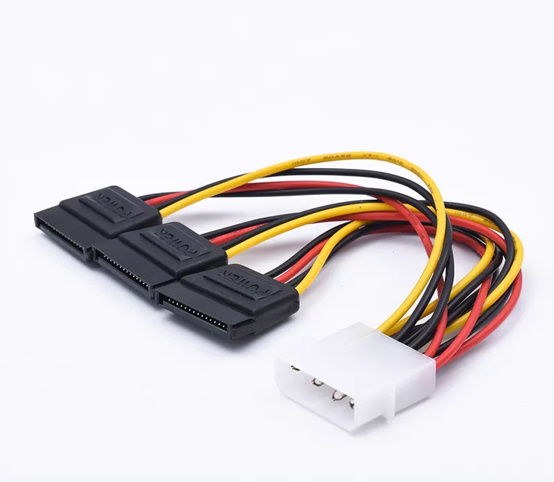 

2 items 1/3 computer hard drive power cord, 4-pin male to female, 1-to-3 SATA port, solid-state power cord adapter
