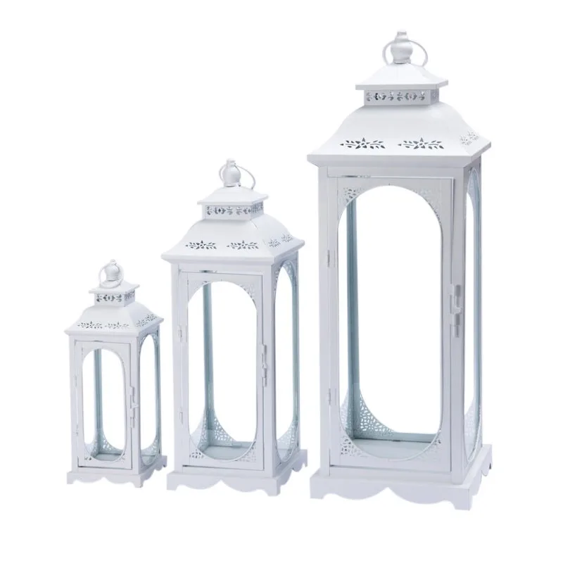 Retro European Wrought Iron Candle Holder, Romantic Windproof Floor Lantern Home Decoration