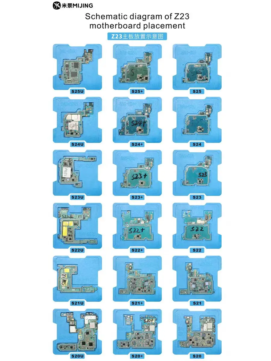 MIJING Z23 BGA Stencil Kit for Samsung S20/S21/S22/S23/S24 Ultra Motherboard Middle Layer Precision Square Hole BGA Template Kit