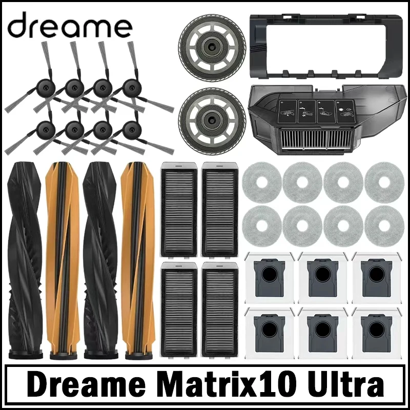 Pièces détachées pour robot aspirateur Dreame Matrix10 Ultra : brosses principales et latérales, chiffons de nettoyage, filtres HEPA, sacs à poussière, accessoires