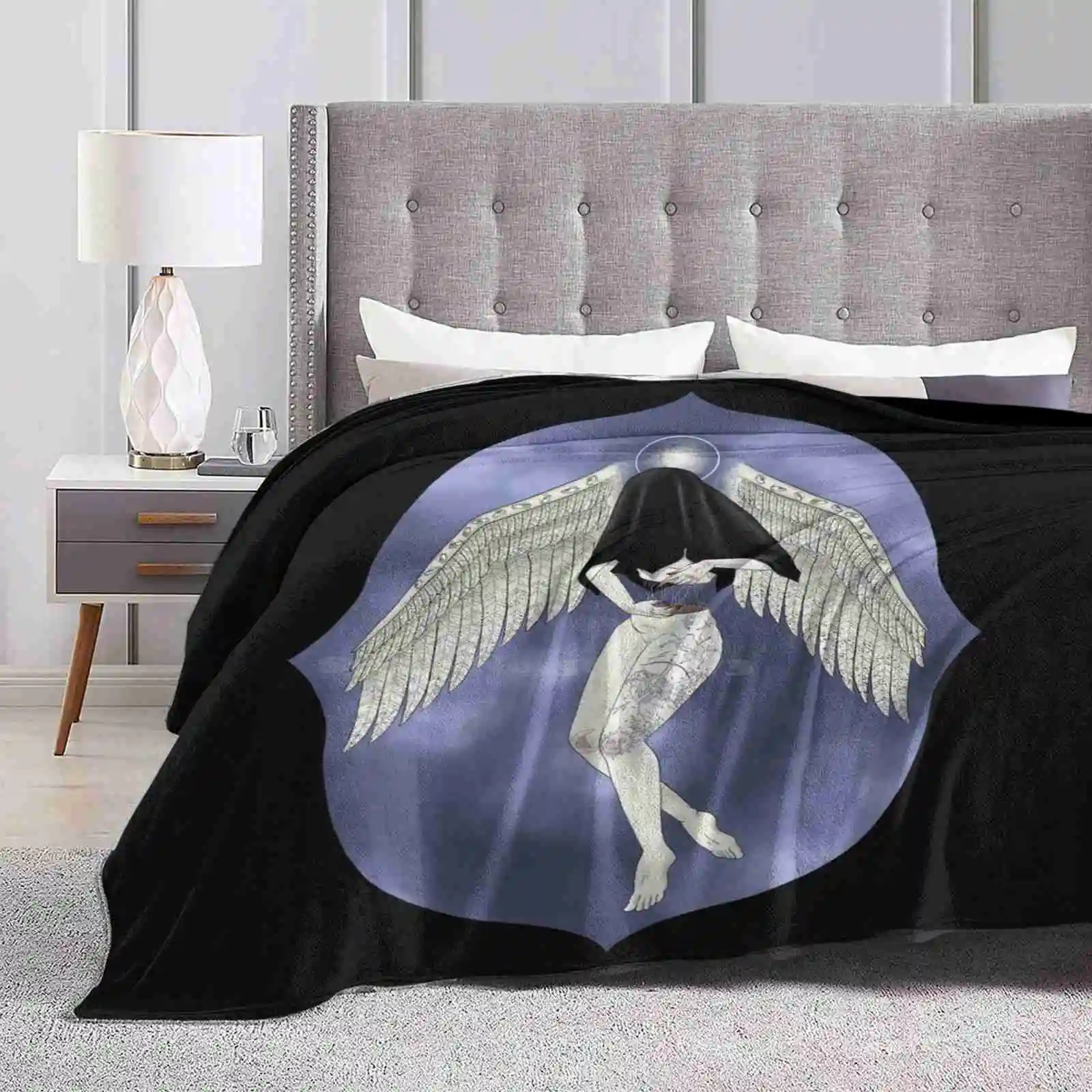 A Fallen Seraph Shaggy Throw Soft Warm Blanket Sofa/Bed/Travel Love Gifts Seraphim Biblical Angel Fallen Angel Tattooed Girl