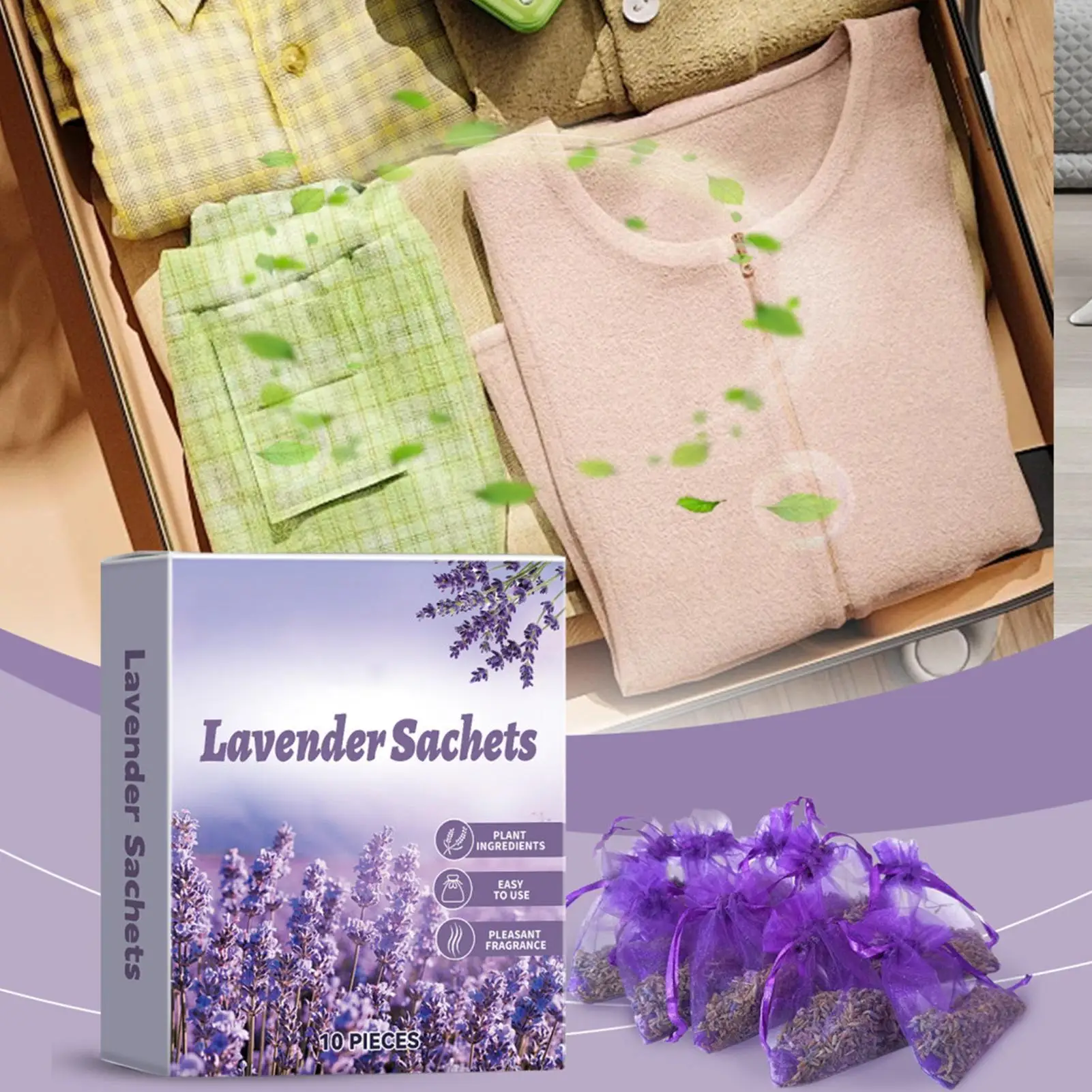 10pcs Lavender Sachet Bag Empty Lavender Pouches Dry Flower Aroma Bags Floral Printing Fragrance Sachets for Relaxing Sleeping