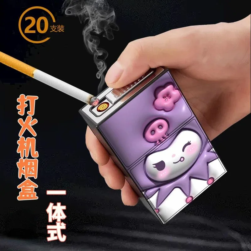 Briquet aste portable tout-en-un, Sanurgente Pompom Purin Pochacco Kuromi Cinnamoroll Hello Kitty, nouveau dessin animé, étui physique