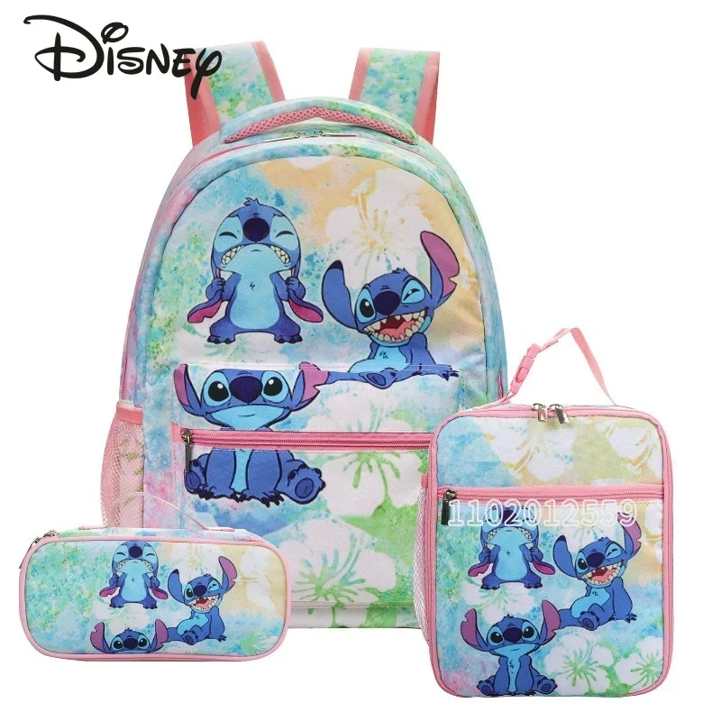 

Disney Stitch New Children's School Bag Cartoon Cute Children's Backpack 3-piece Set Fashion Girls' School Bag Large Capacity