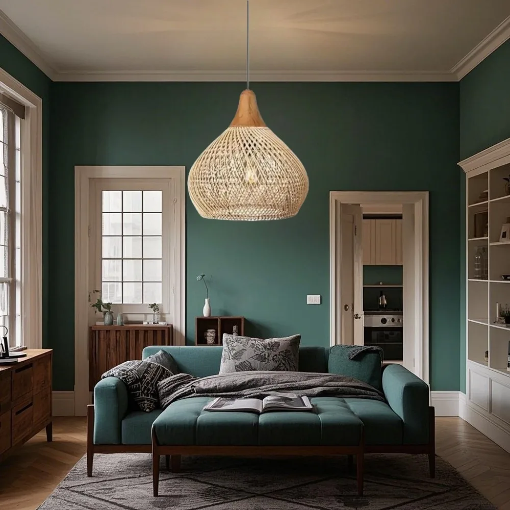 Vintage Boho Rattan Pendelleuchten E27 Hängelampe für Esszimmer Küche Restaurant Loft Home Decor