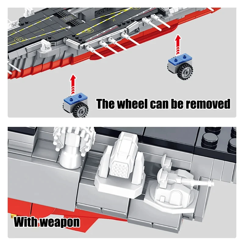 WW2 Military Series Medium sized Aircraft Carrier Assembly Block, Creative Military Ship Assembly Model Kids Male Toy City Gifts