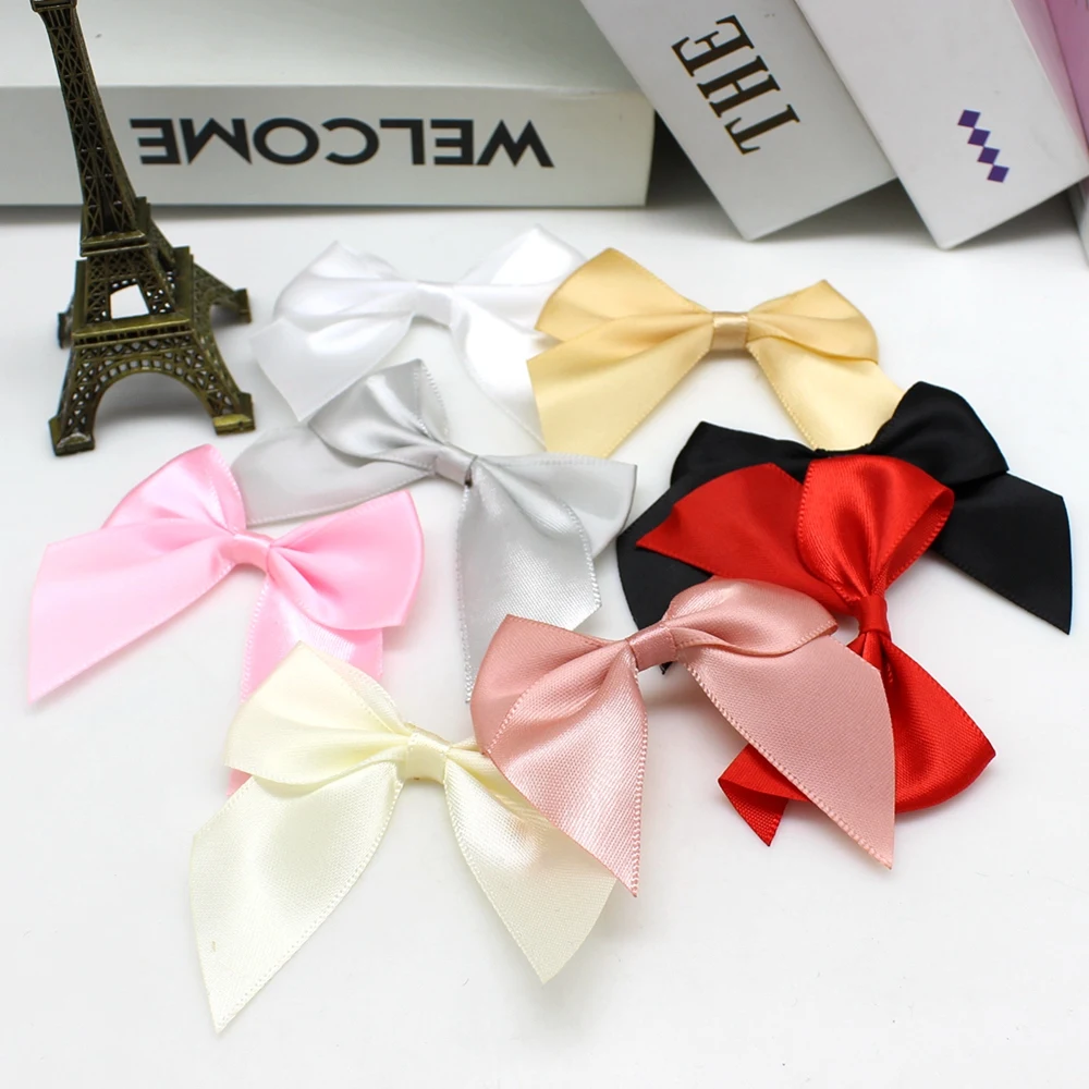 20/50PCS 65*65mm Satin Bows Decoration Ribbon Bows For Craft Packages Bowknot Wrapping bows for crafts Wedding Bow Birth