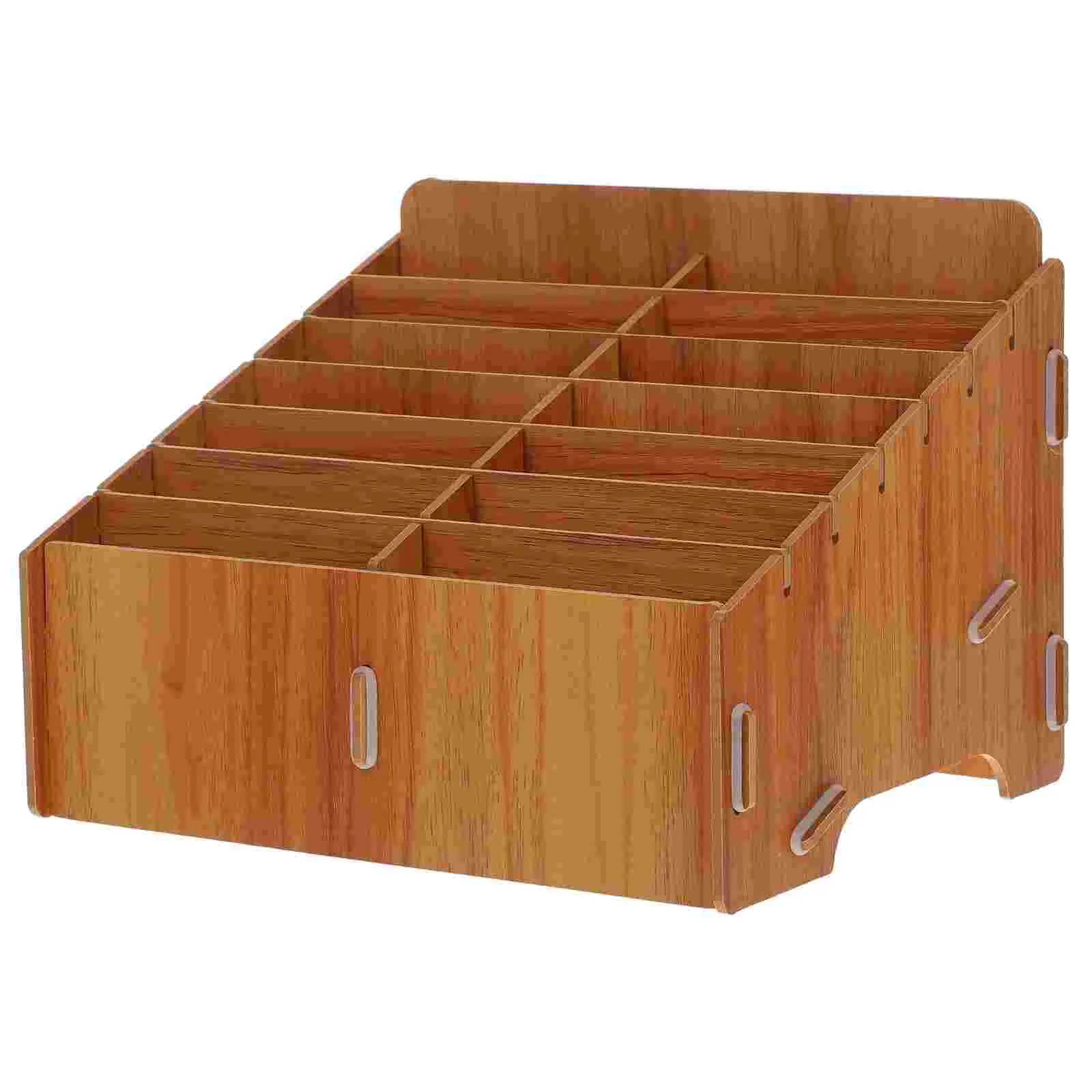 Caja de almacenamiento para teléfono móvil, soporte para aula, escritorio, estuche de madera múltiple, organizador de fundas para oficina