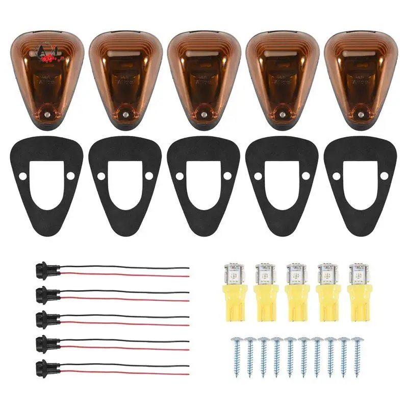 A10E-5Packs Cab Marker Light Lens Roof Running Lightsw/Wiring For Ford F150 F250 F350 F450 F550 F65 E150 1999-2016