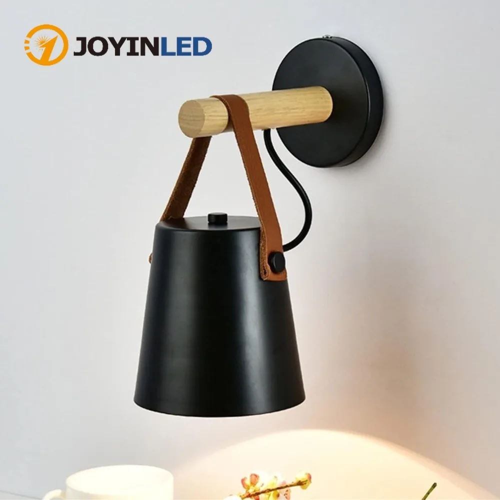 

Настенные светильники из скандинавского металла + дерева, спальня рядом со светодиодными светильниками, черно-белые современные настенные светильники E26/E27, светодиодное освещение для ресторана, бара