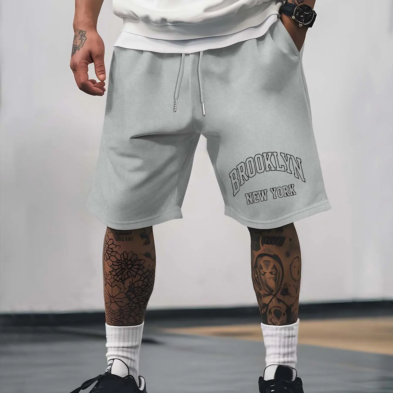 Summer Men's Casual Letter Print Shorts Breathable Skin-friendly Fabric Stylish Versatile Suitable for Sports and Everyday Wear