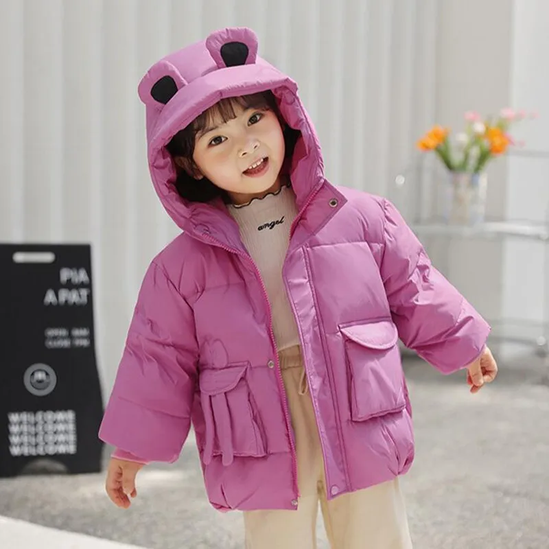 2023 New Winter Toddler Girls Cute Down Jacket Kids Hooded Warm THicken 90% White Duck Down Snow Coat y1051