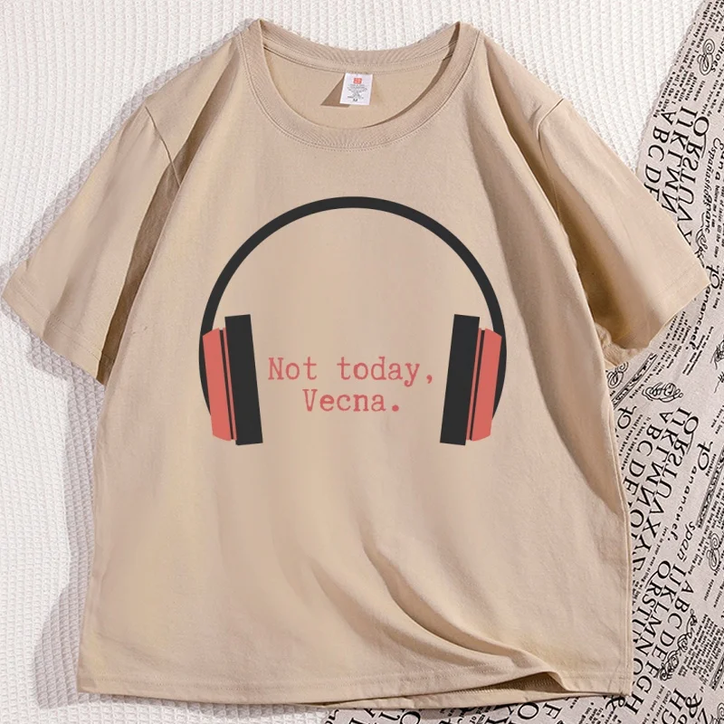 Not Today Vecna Tshirt Men Women TV Show 80s Music Fans Clothes Round Neck Short Sleeve Cotton T Shirt Male Clothes Streetwear