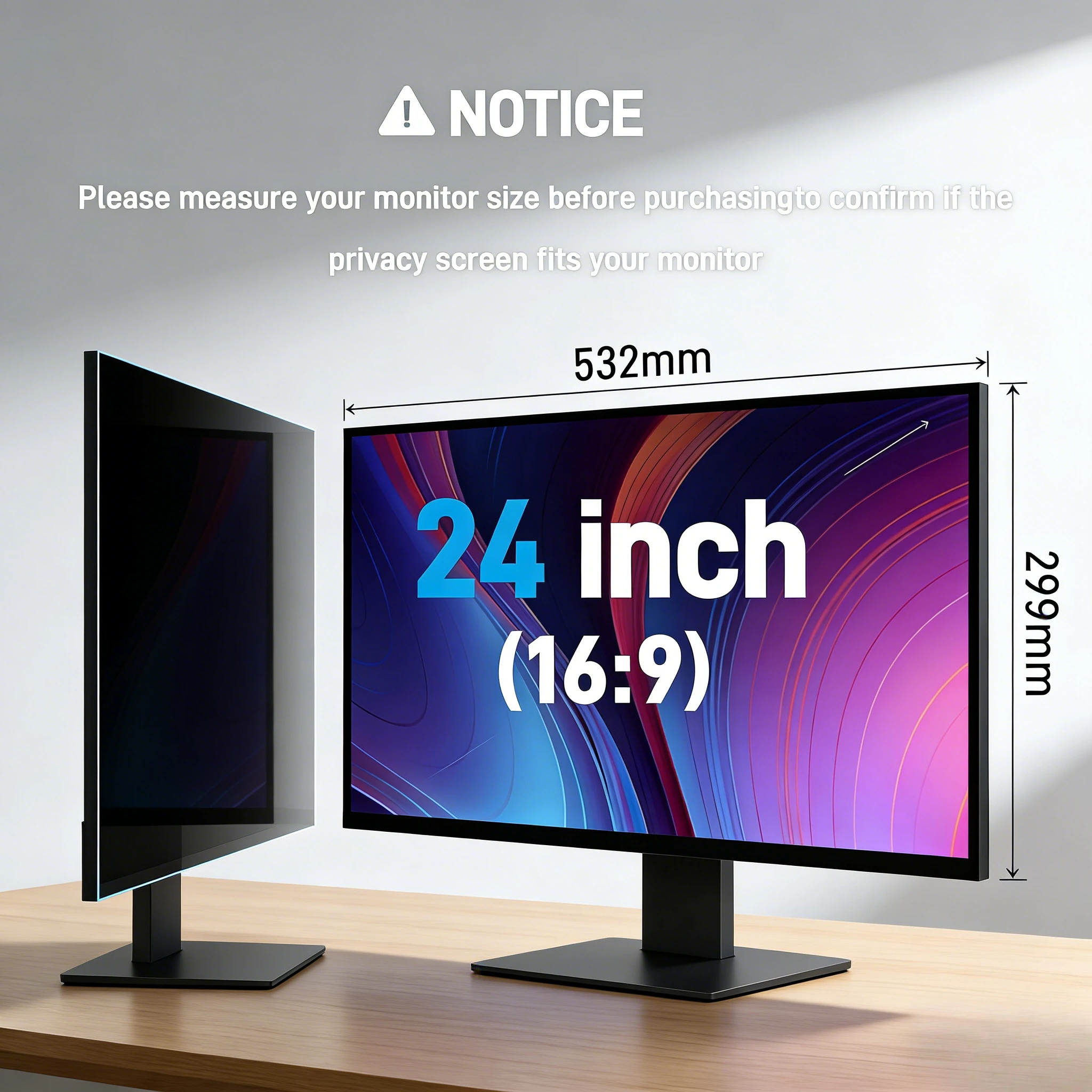 

24inch Desktop Monitor 16:9 Wide Screen Detachable PC Anti-Spy Anti-Scratch Protective Film Computer Privacy Screen Filter