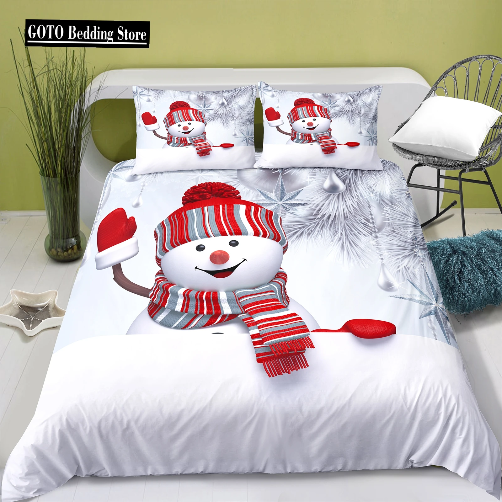 

Christmas Snowman Bedding Quilt Cover Pillowcase Full Size Queen Bedding Set Bed Set Queen Size Cute Bed Sheets Juego De Cama