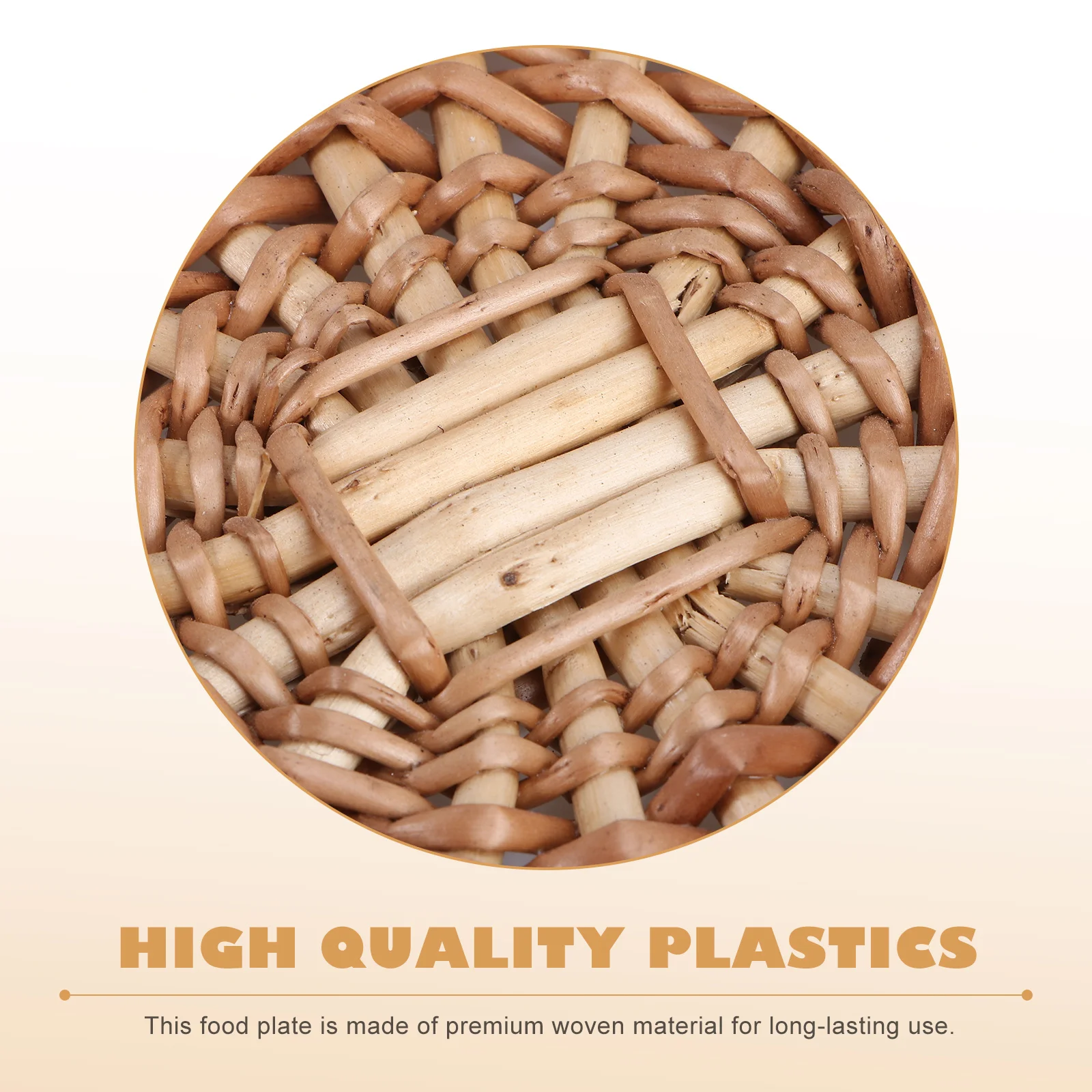 

Storage Plate Rattan Woven Brown Home Decorative Organizer for Fruits Snacks Practical Easy to Wash Reusable