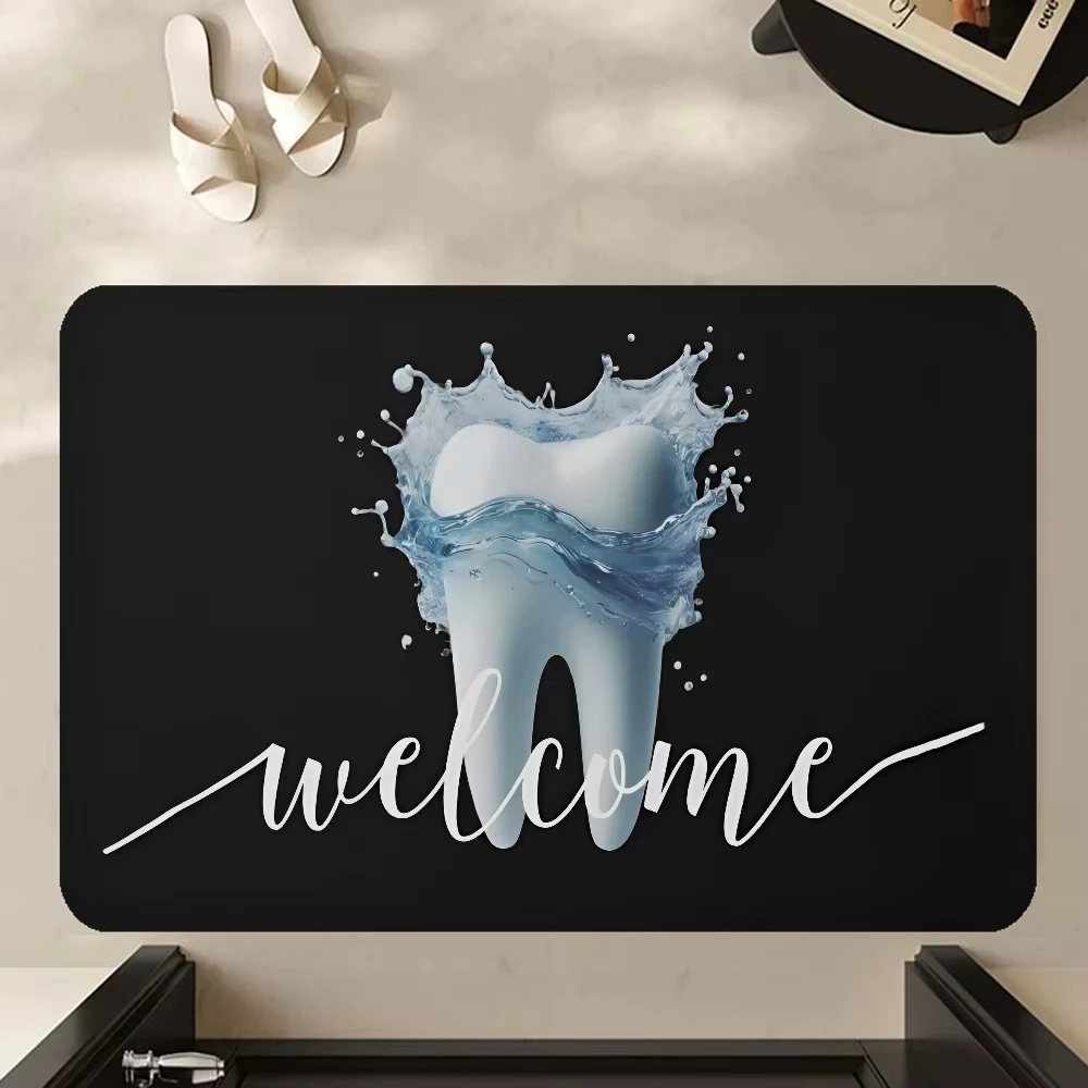 Dental Dentist Protects Teeth Welcome Rug Doormat Print Floor Mat Living Room and Bedroom Hallway Entry Foot Mat Fun Decor