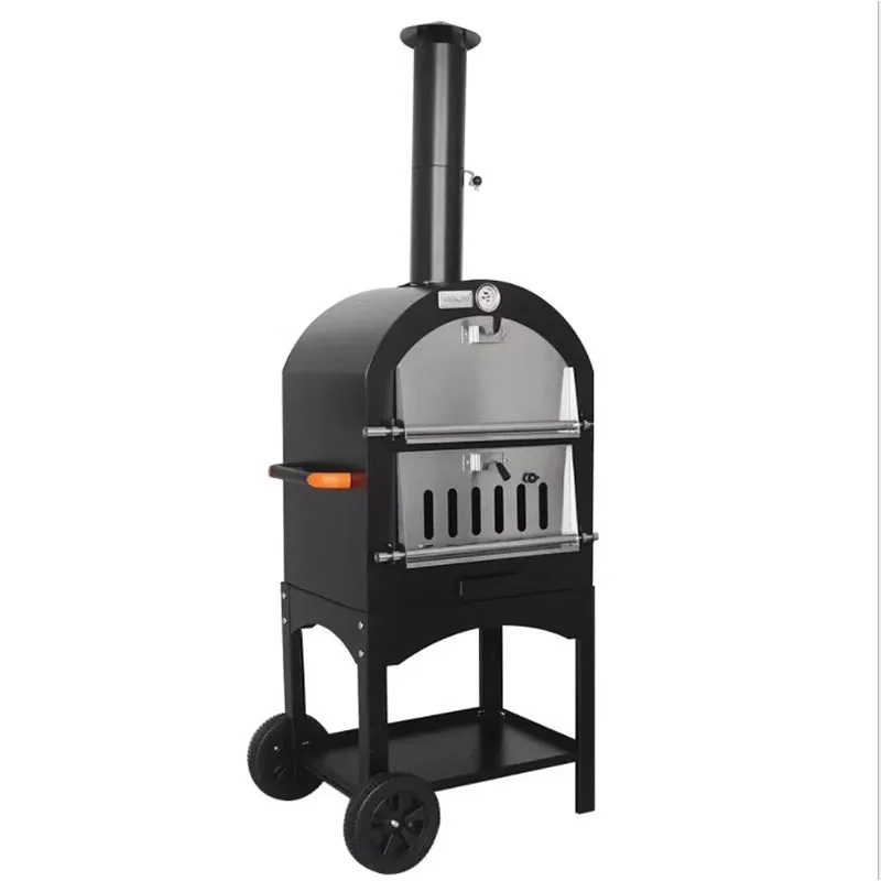 12 Inch Outdoor Charcoal And Firewood Pizza Oven Multifunctional Oven For Backyard Patio Garden Cooking Built-in Thermometer