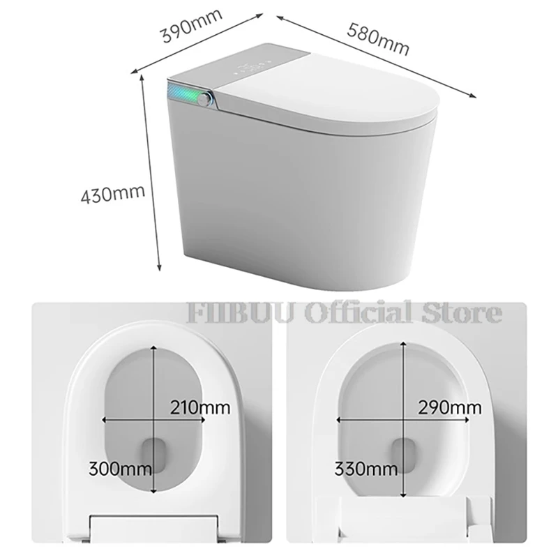 One Piece Elongated Smart Toilet Bidet Built-in Water Tank No Water Pressure Limit Intelligent Toilet Display Screen Auto Open image 6