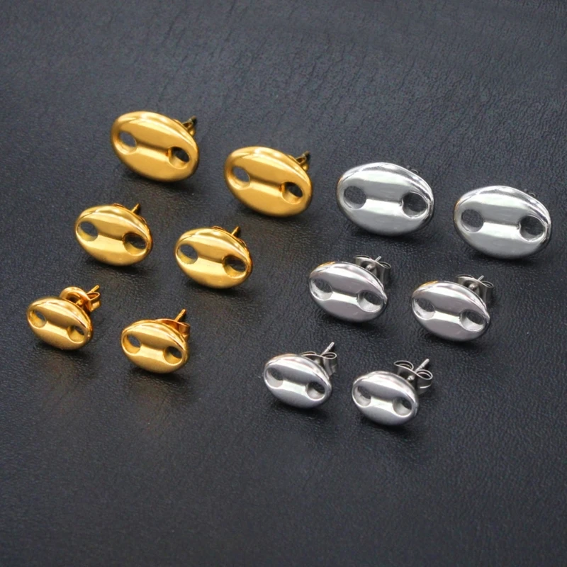 Stainless Steel Coffee Bean Designs Ear Studs for Women Girls Fashion Jewelry Accessory for Gifts Preventing Allergies