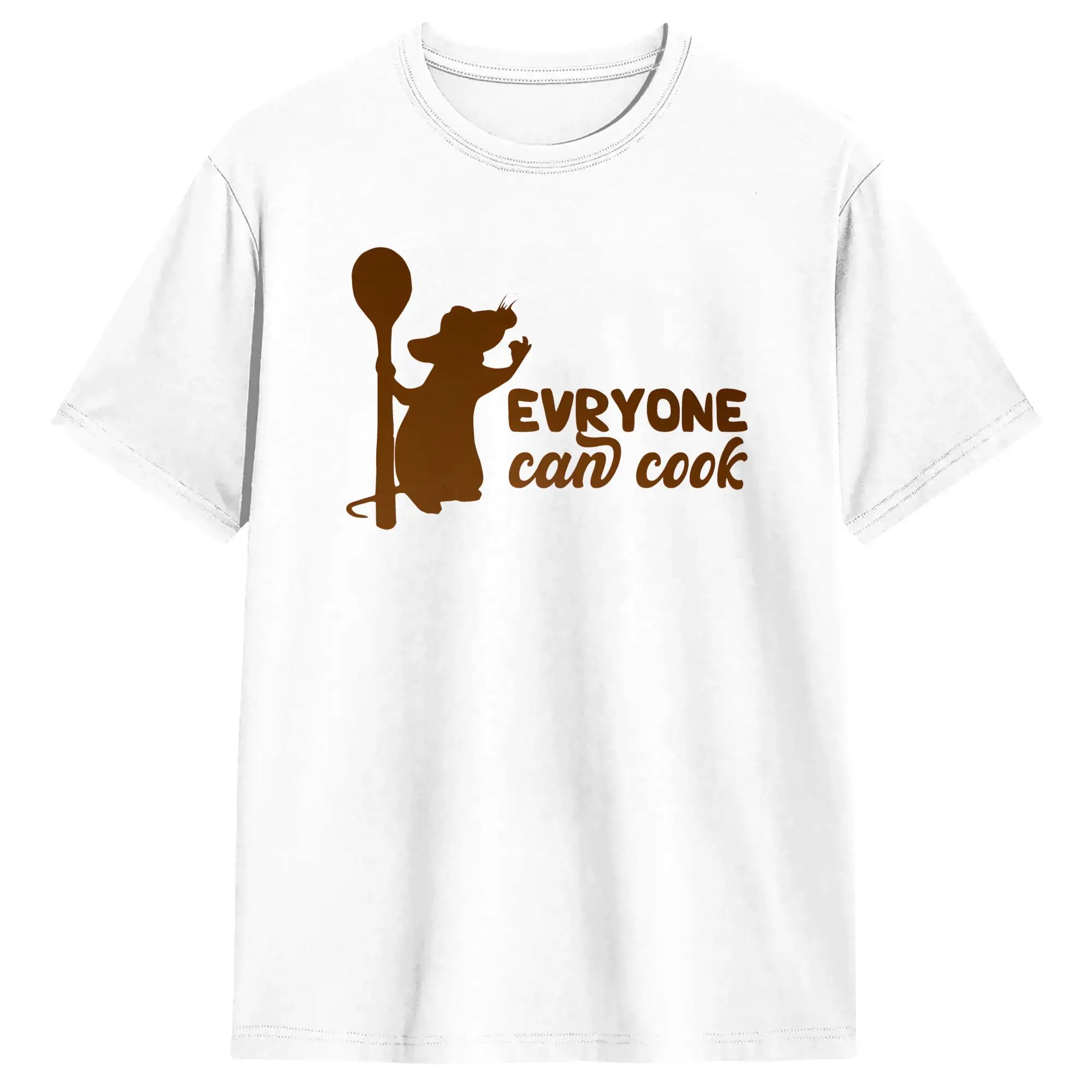 Evryone Can Cook T-Shirt for Men Ratatouilles Awesome 100% Cotton Tees Crew Neck Short Sleeve T Shirts Summer Clothing