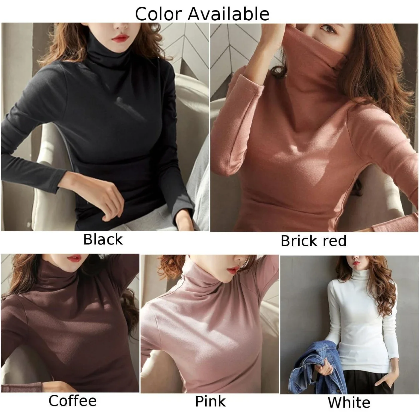 Top Women\'s Tops Long Sleeve Plain Winter Stretch Polyester Slight Strech Solid Blouse Solid Color Turtleneck Basic