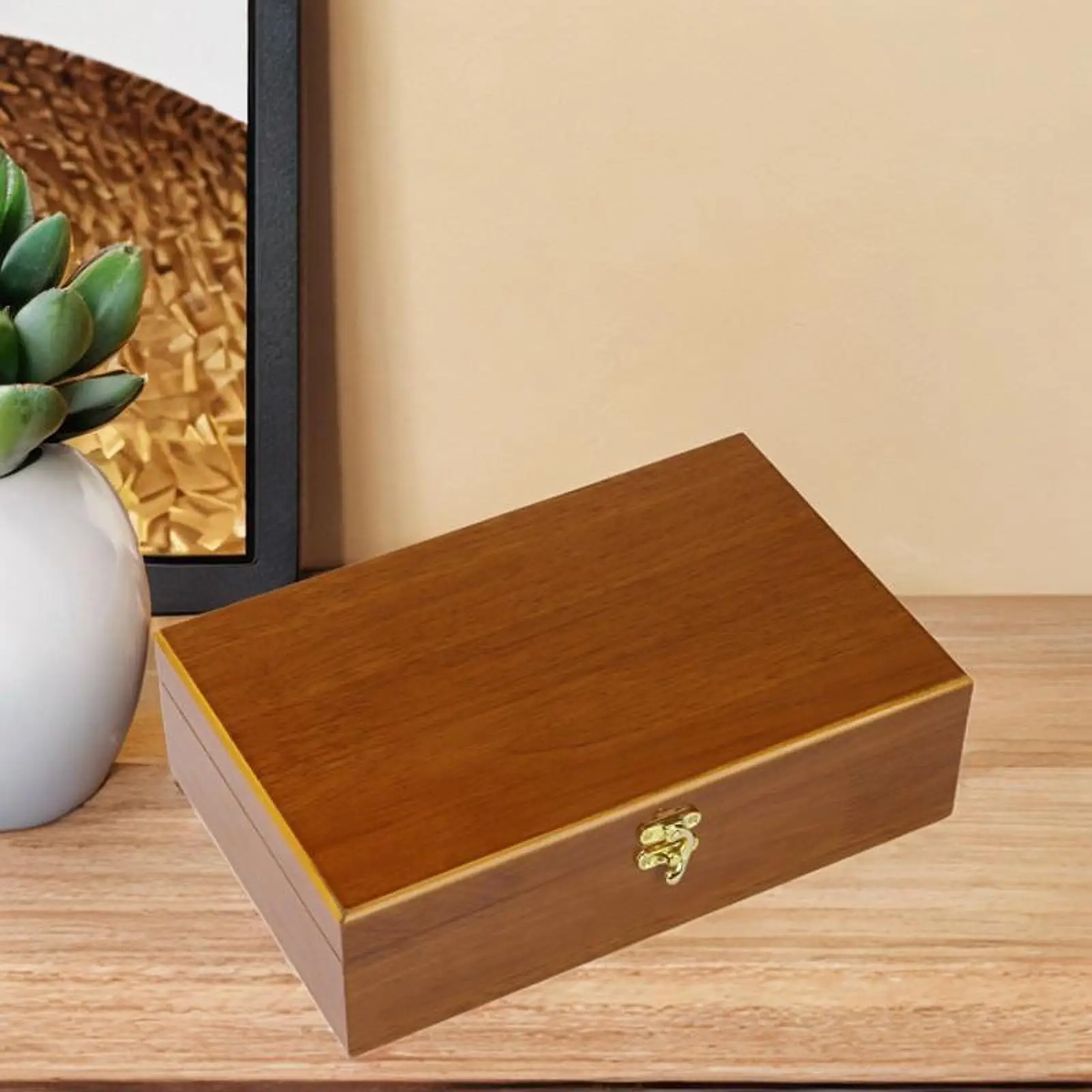 Wooden Storage Box with Hinged Lid Treasure Box for Hobbies Keepsakes Rings