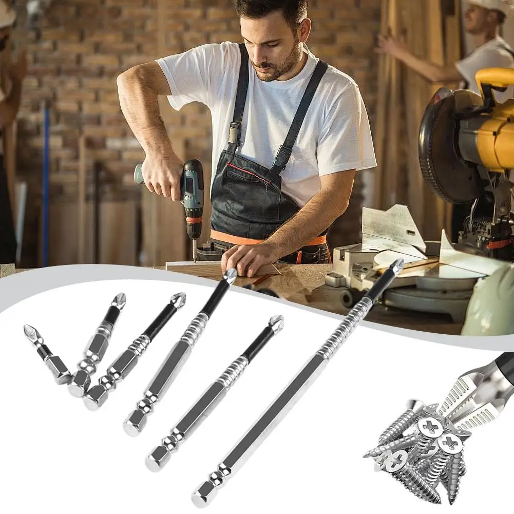 K5 滑り止め高硬度ビット S2 強力磁気 5A ブラック滑り止め十字型電動ドリル電動ドライバービット