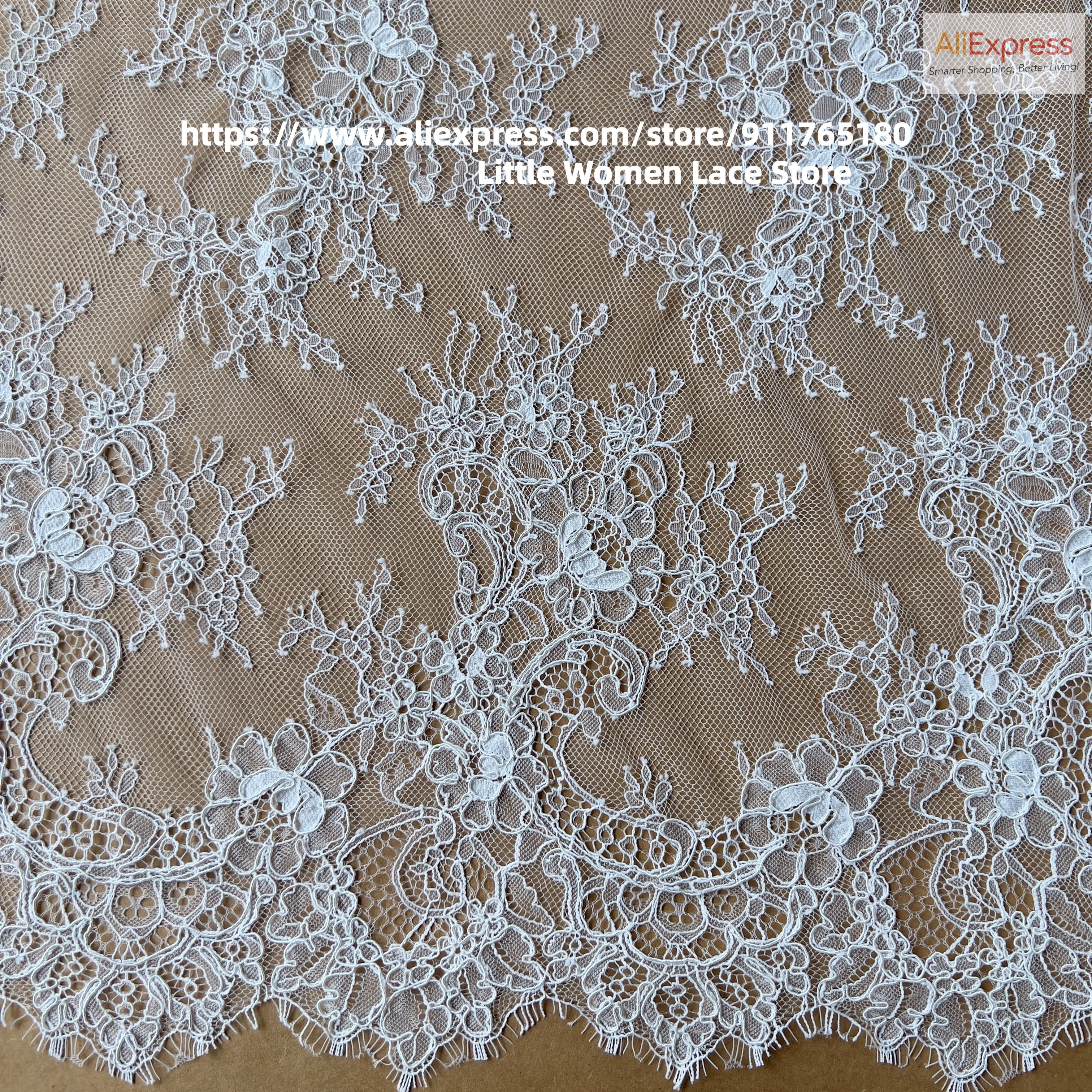 Handmade Boning Eyelash Lace Fabric Wedding Dress Bridal Gown Openwork Lace Trim Designer Cord Lace 1.5M Wide 3M Long