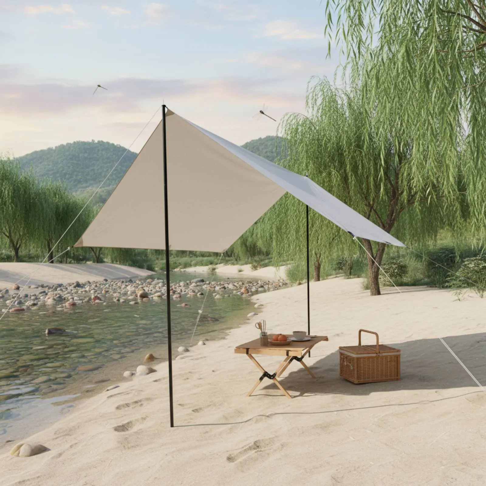 Tarp Support Pole Easy Assembly Awning Pole Sectional Awning Rod Sturdy Duty Outdoor Equipment Wind Resistant for Campers