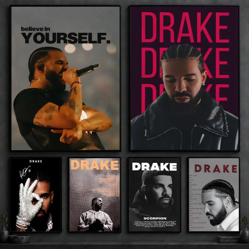 Singer D-DrakeS Poster Art  Self-Adhesive No Glue Residue Wall Decor for Bedroom Living Room