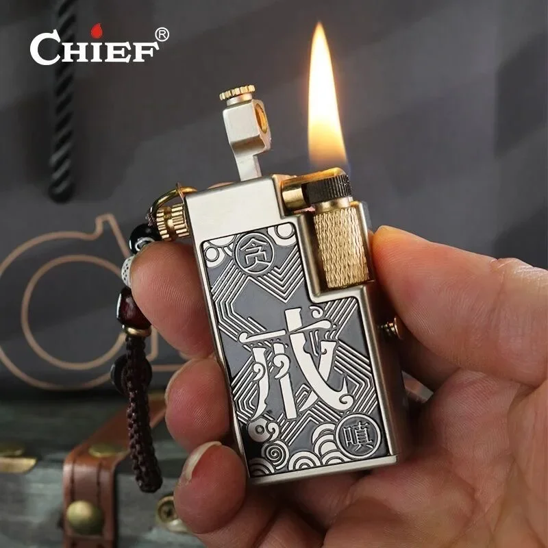 

Новая визуальная зажигалка для топливного бака CHIEF, зажигалка с креативным рисунком, аксессуары для сигарет, мужской подарок