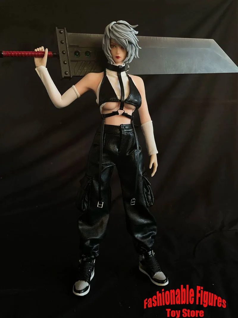 1/6 Women Soldier Triangle Bikini Top Punk Rock Girl Leather Cargo Pants Crop Tops Clothes Set Fit 12Inch Action Figure Body