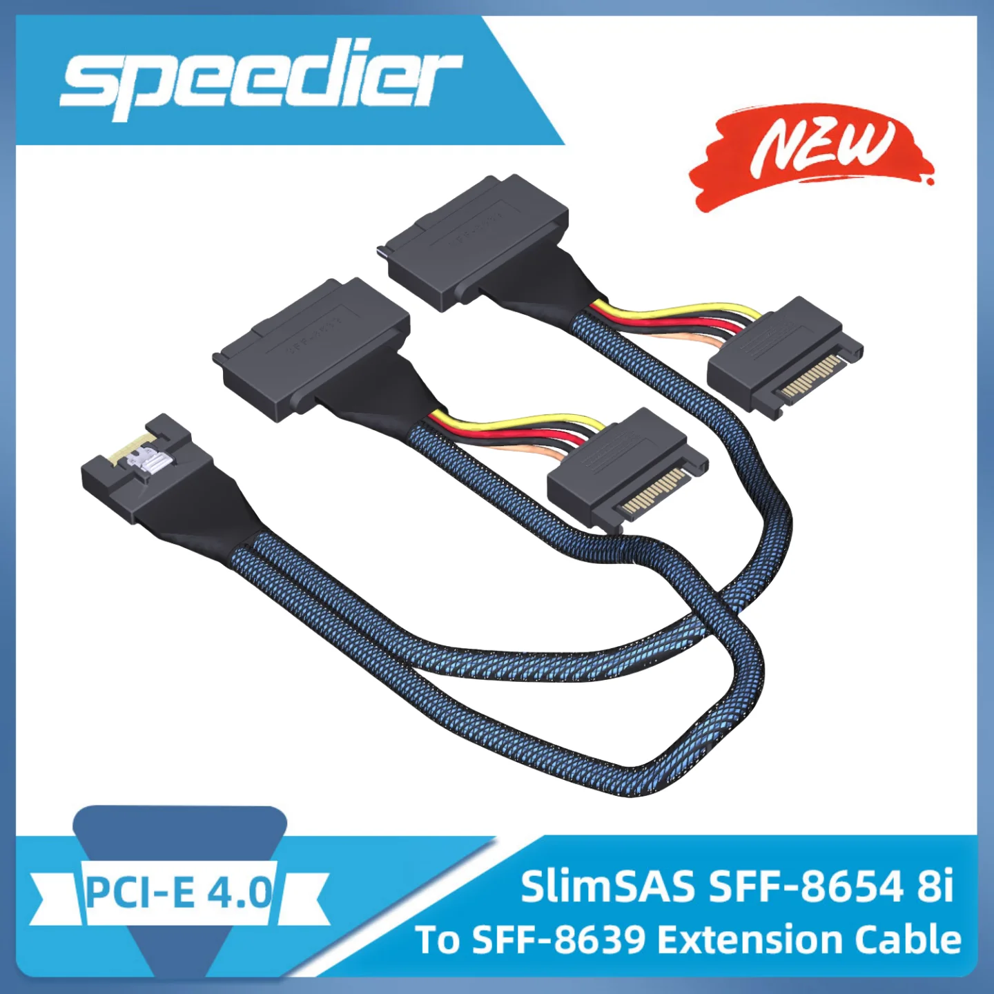

2026 NEW ADT SlimSAS SFF-8654 8i To SFF-8639 Split Extension Cable Riser PCIe 4.0 X16 Graphics Card Adapter Board One for Two