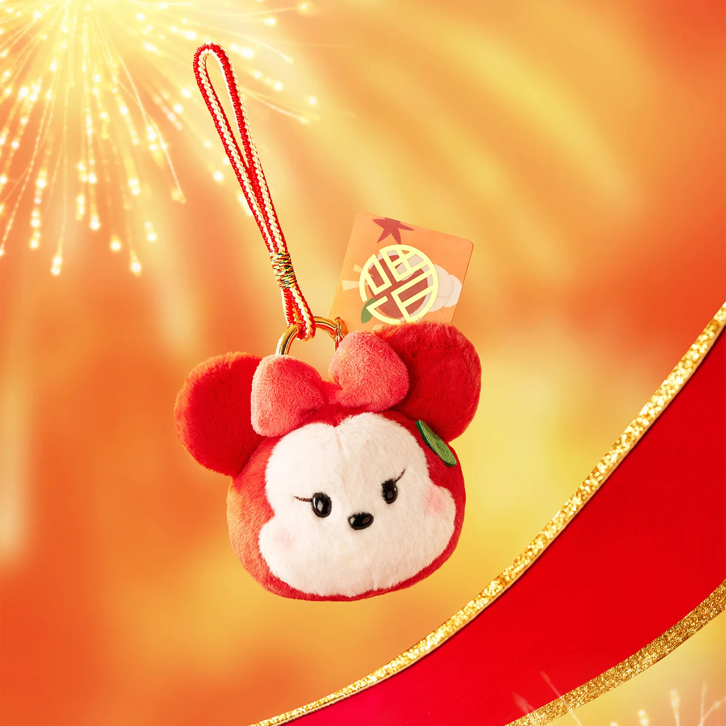 Плюшевый брелок Disney на китайский Новый год с Микки и Минни Маус, красный шарм на удачу, подарок для коллекции 2026 лет