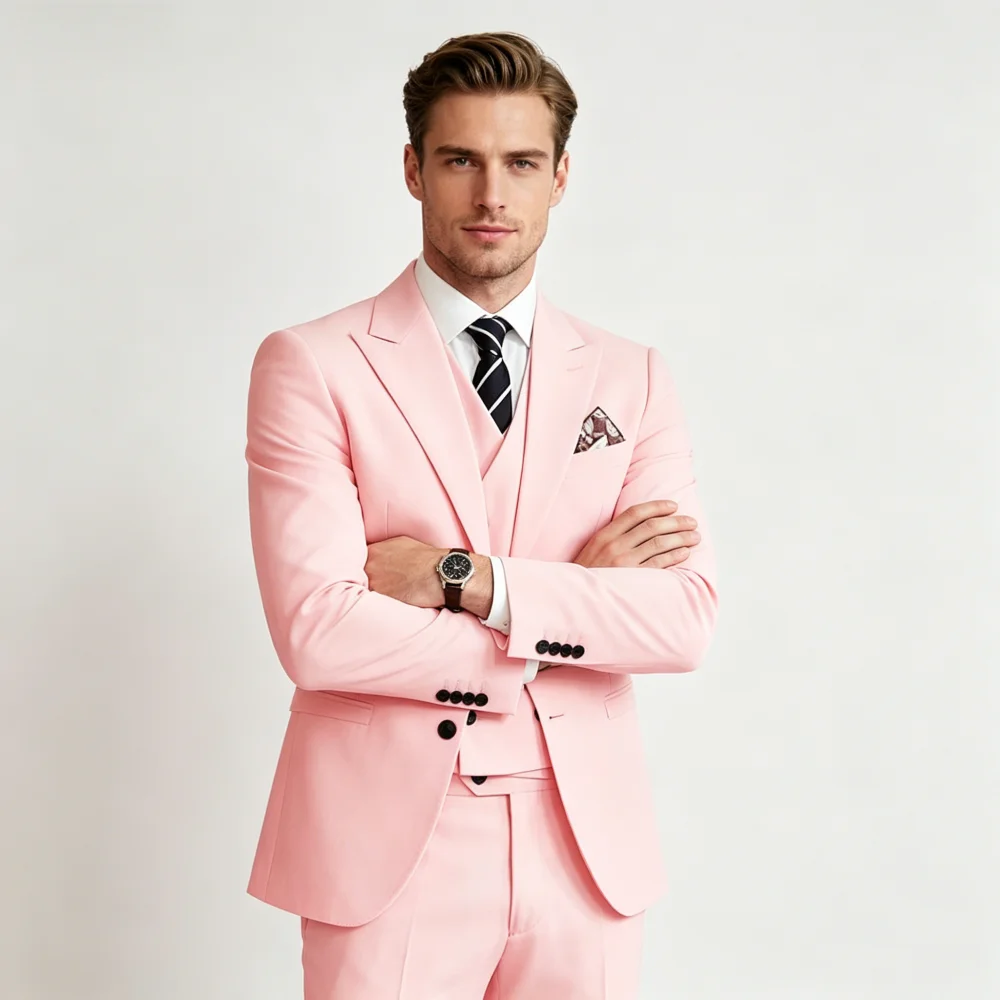 

Элегантный мужской деловой костюм Slim Fit из 3 предметов: пиджак, жилет, брюки – для свадьбы, деловых встреч, вечеринок, смокинг для жениха, новейший однотонный стиль